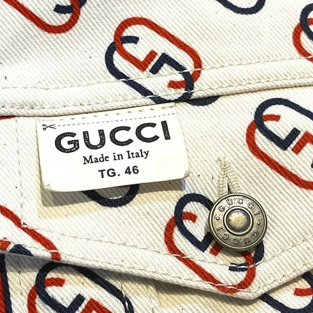 Gucci Monogram Denim GG Printed Twill Jacket sz 46 - Picture 4 of 6